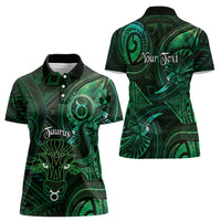 Personalised Polynesia Zodiac Taurus Women Polo Shirt Galaxy Polynesian Pattern Chest Tattoo Style