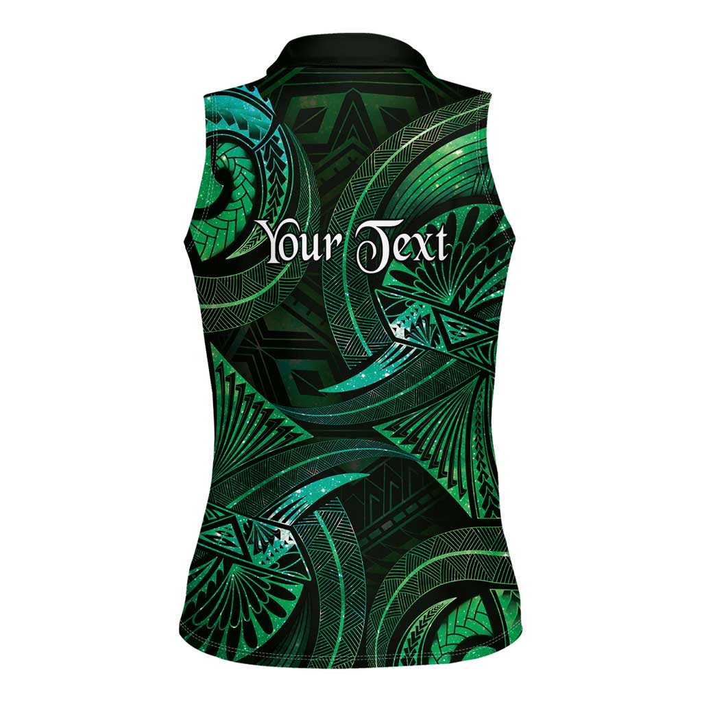 Personalised Polynesia Zodiac Taurus Women Sleeveless Polo Shirt Galaxy Polynesian Pattern Chest Tattoo Style
