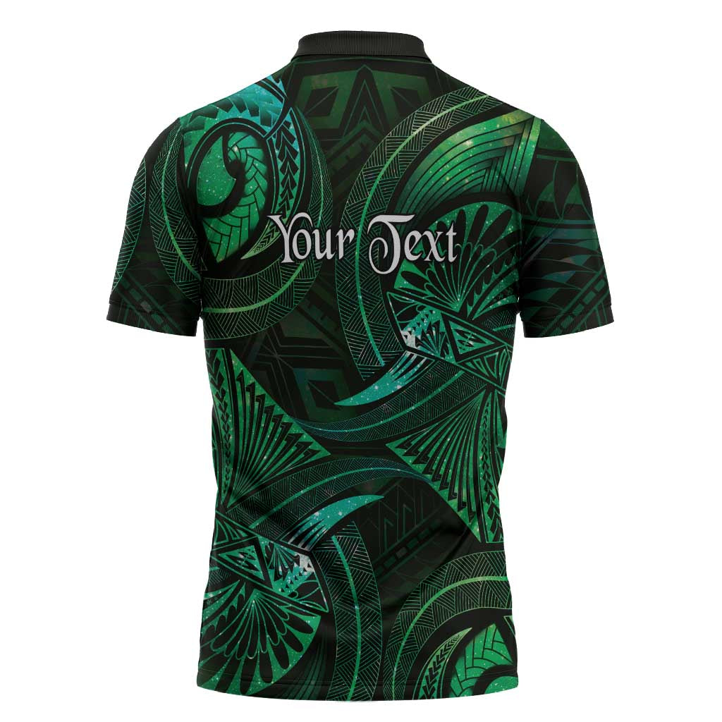 Personalised Polynesia Zodiac Taurus Zipper Polo Shirt Galaxy Polynesian Pattern Chest Tattoo Style