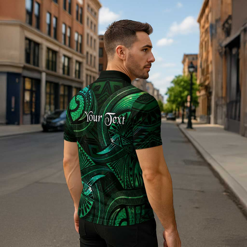 Personalised Polynesia Zodiac Taurus Zipper Polo Shirt Galaxy Polynesian Pattern Chest Tattoo Style