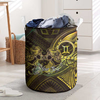 Personalised Polynesia Zodiac Gemini Laundry Basket Galaxy Polynesian Pattern Chest Tattoo Style