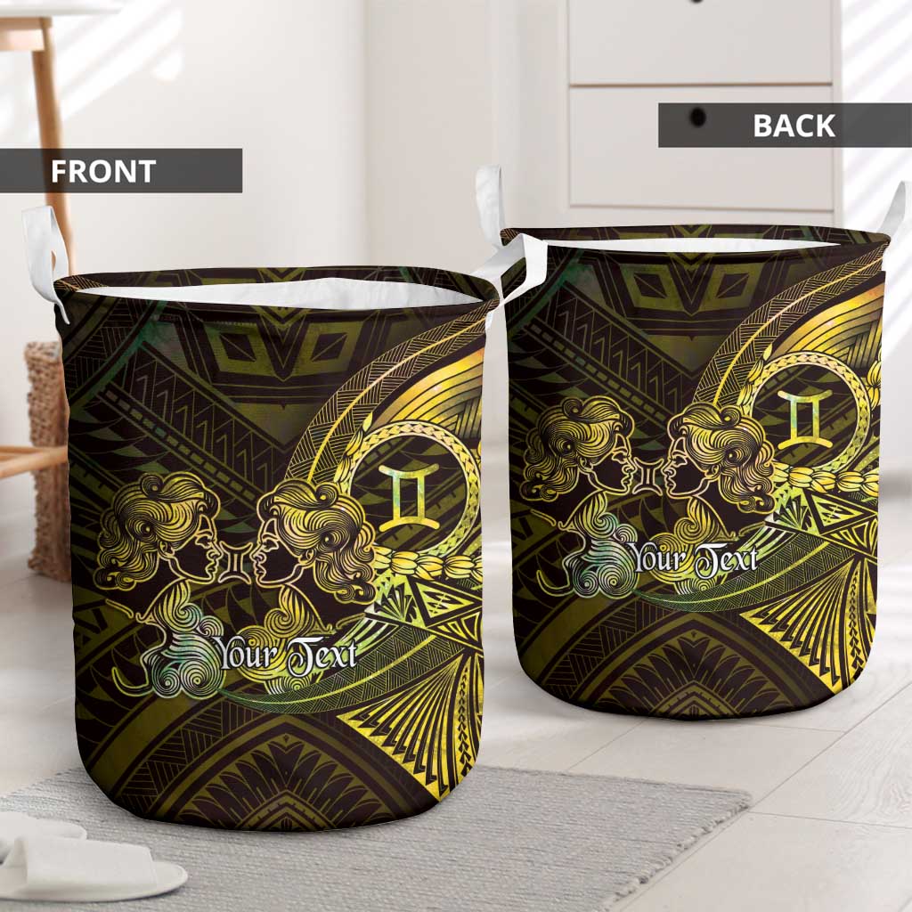 Personalised Polynesia Zodiac Gemini Laundry Basket Galaxy Polynesian Pattern Chest Tattoo Style