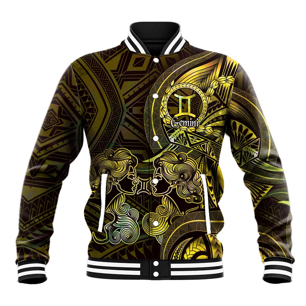 Personalised Polynesia Zodiac Gemini Baseball Jacket Galaxy Polynesian Pattern Chest Tattoo Style
