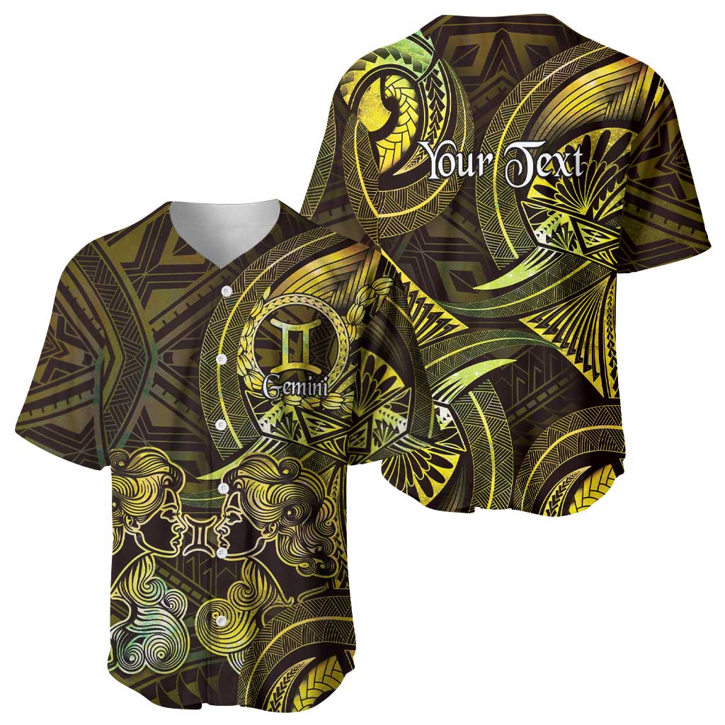 Personalised Polynesia Zodiac Gemini Baseball Jersey Galaxy Polynesian Pattern Chest Tattoo Style