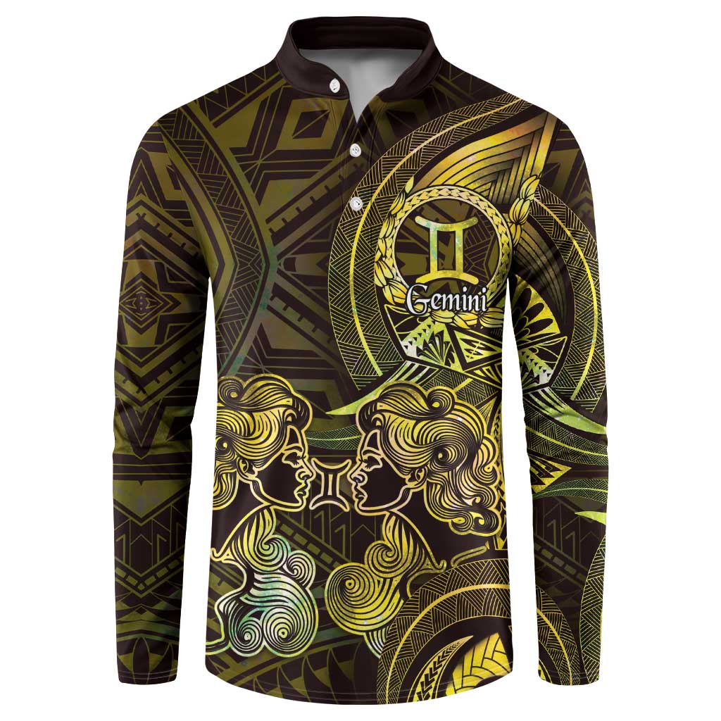 Personalised Polynesia Zodiac Gemini Button Sweatshirt Galaxy Polynesian Pattern Chest Tattoo Style
