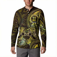 Personalised Polynesia Zodiac Gemini Button Sweatshirt Galaxy Polynesian Pattern Chest Tattoo Style