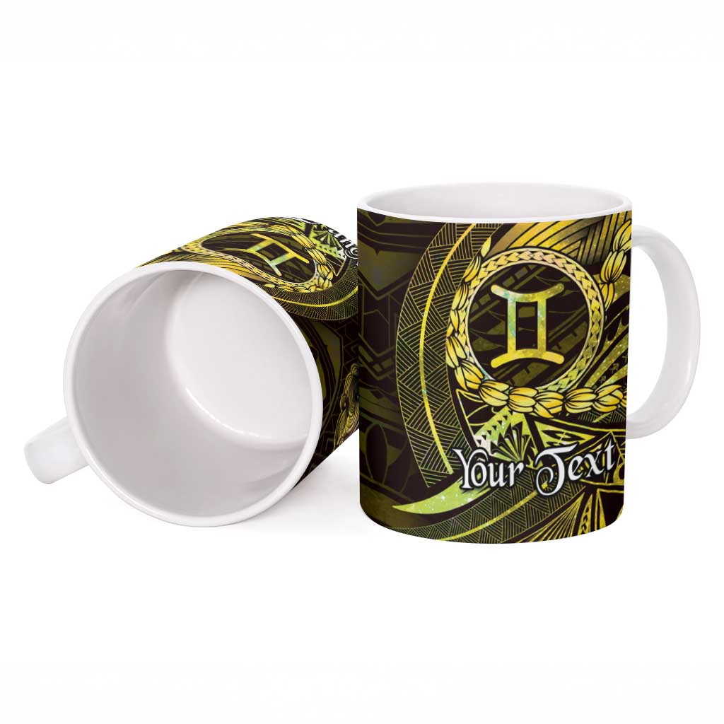 Personalised Polynesia Zodiac Gemini Ceramic Mug Galaxy Polynesian Pattern Chest Tattoo Style