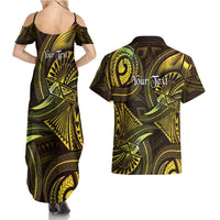Personalised Polynesia Zodiac Gemini Couples Matching Summer Maxi Dress and Hawaiian Shirt Galaxy Polynesian Pattern Chest Tattoo Style