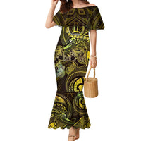 Personalised Polynesia Zodiac Gemini Family Matching Mermaid Dress and Hawaiian Shirt Galaxy Polynesian Pattern Chest Tattoo Style