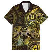 Personalised Polynesia Zodiac Gemini Family Matching Off Shoulder Short Dress and Hawaiian Shirt Galaxy Polynesian Pattern Chest Tattoo Style