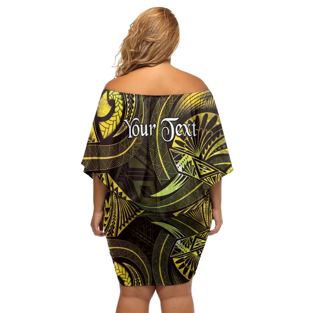 Personalised Polynesia Zodiac Gemini Family Matching Off Shoulder Short Dress and Hawaiian Shirt Galaxy Polynesian Pattern Chest Tattoo Style