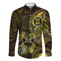Personalised Polynesia Zodiac Gemini Family Matching Puletasi and Hawaiian Shirt Galaxy Polynesian Pattern Chest Tattoo Style