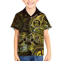 Personalised Polynesia Zodiac Gemini Family Matching Puletasi and Hawaiian Shirt Galaxy Polynesian Pattern Chest Tattoo Style