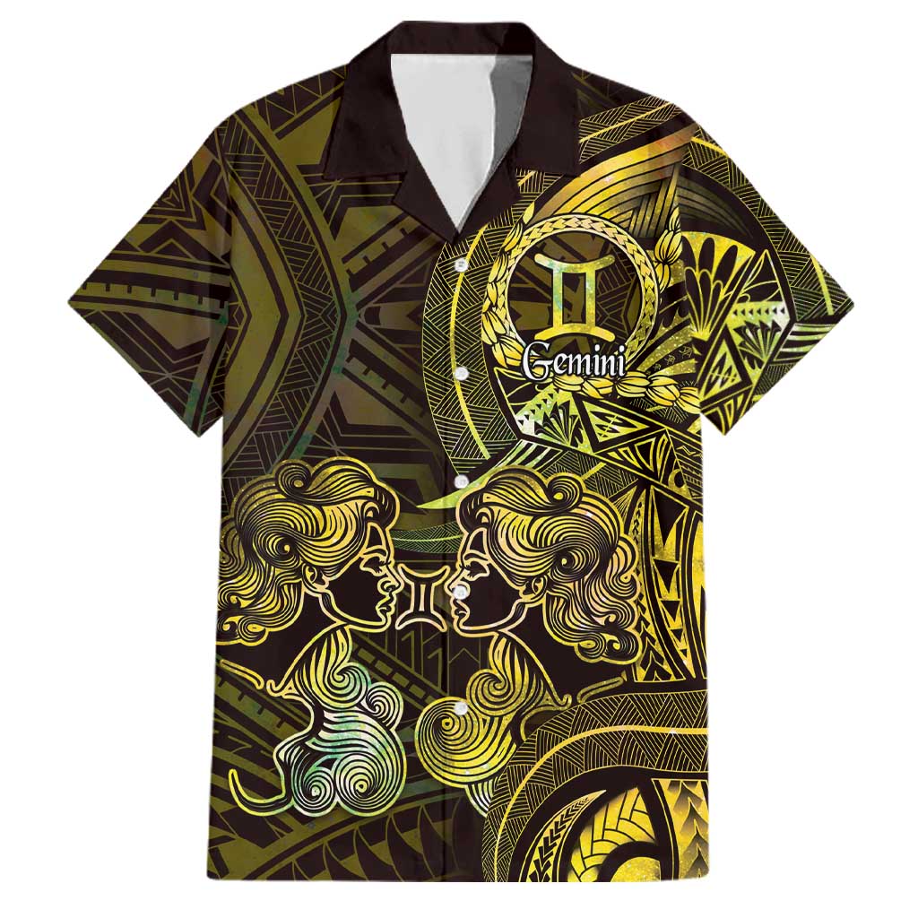 Personalised Polynesia Zodiac Gemini Family Matching Summer Maxi Dress and Hawaiian Shirt Galaxy Polynesian Pattern Chest Tattoo Style