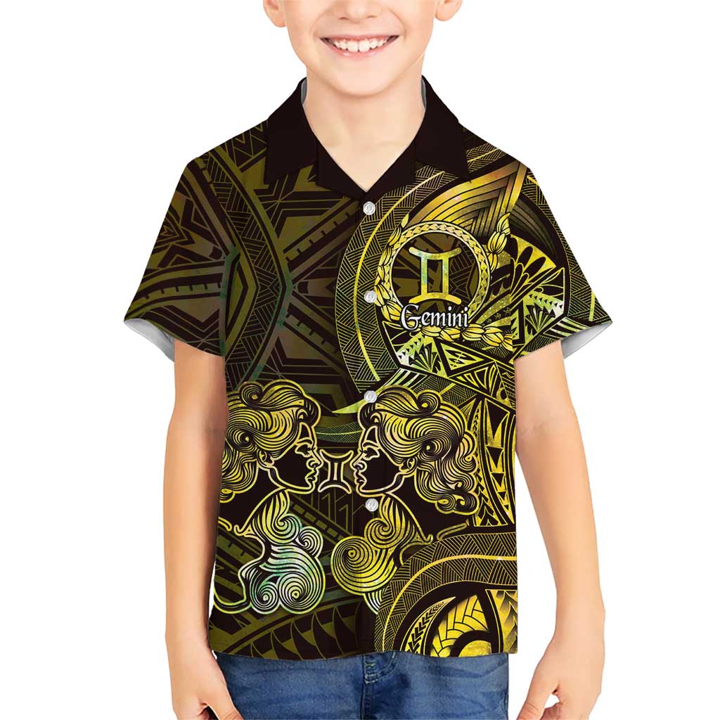 Personalised Polynesia Zodiac Gemini Family Matching Summer Maxi Dress and Hawaiian Shirt Galaxy Polynesian Pattern Chest Tattoo Style
