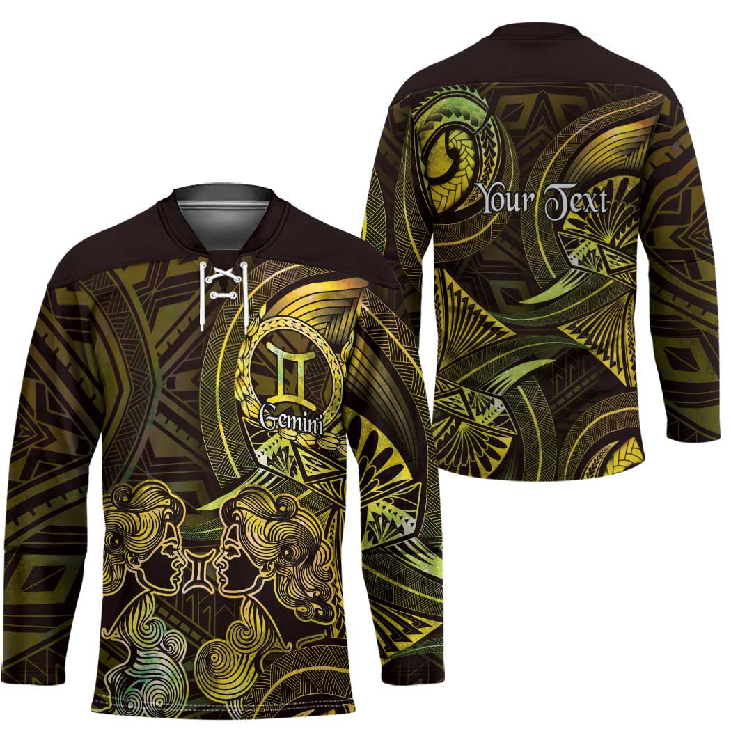 Personalised Polynesia Zodiac Gemini Hockey Jersey Galaxy Polynesian Pattern Chest Tattoo Style