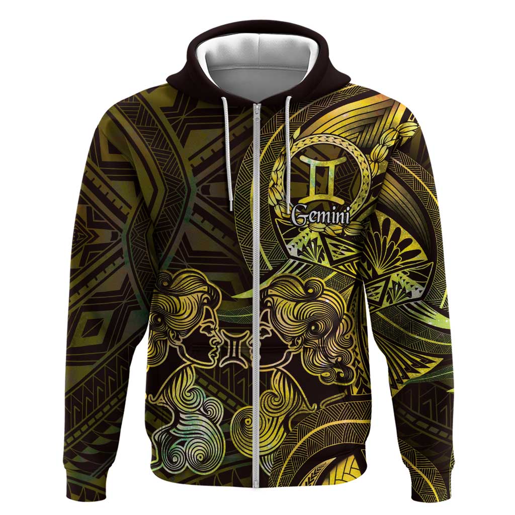 Personalised Polynesia Zodiac Gemini Hoodie Galaxy Polynesian Pattern Chest Tattoo Style