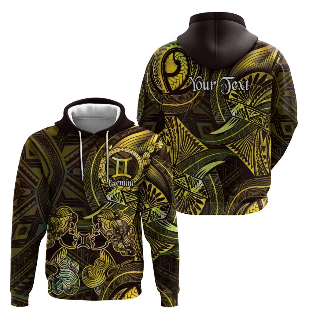Personalised Polynesia Zodiac Gemini Hoodie Galaxy Polynesian Pattern Chest Tattoo Style