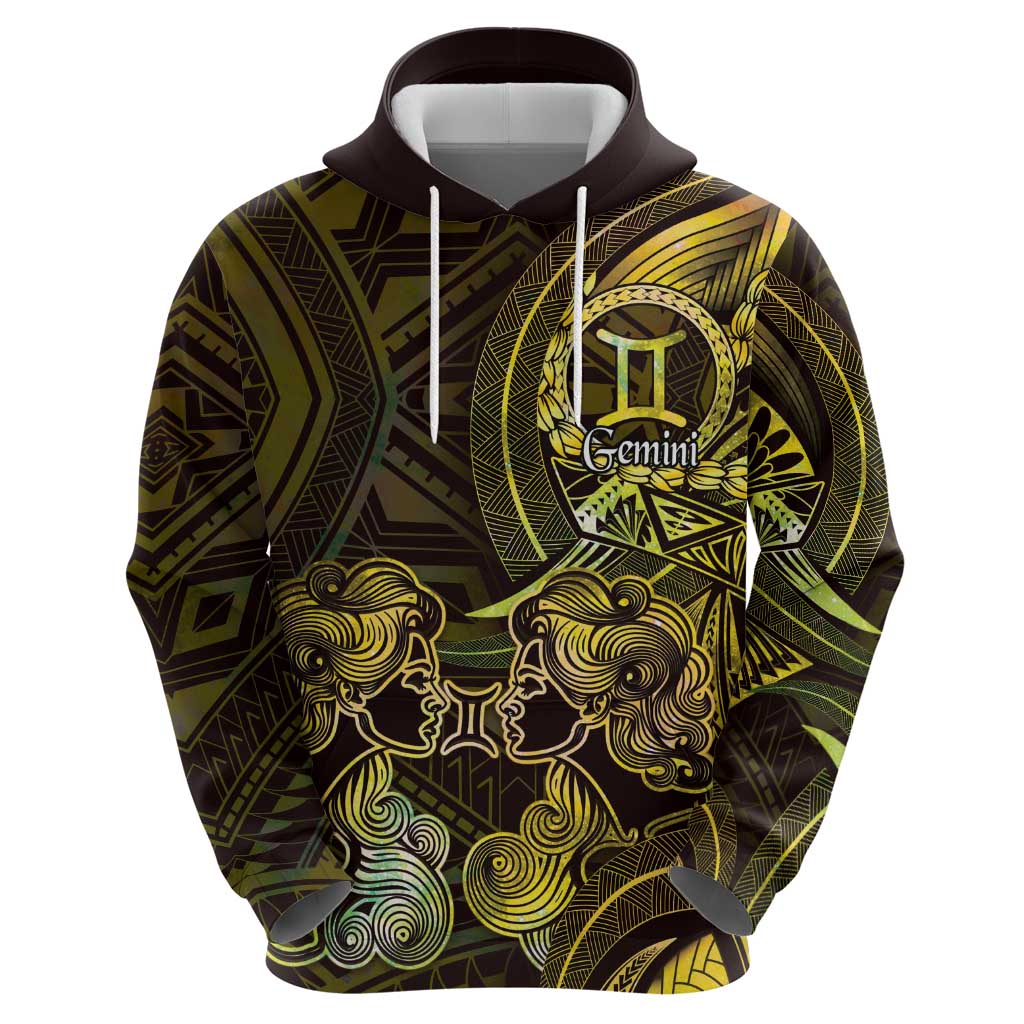 Personalised Polynesia Zodiac Gemini Hoodie Galaxy Polynesian Pattern Chest Tattoo Style