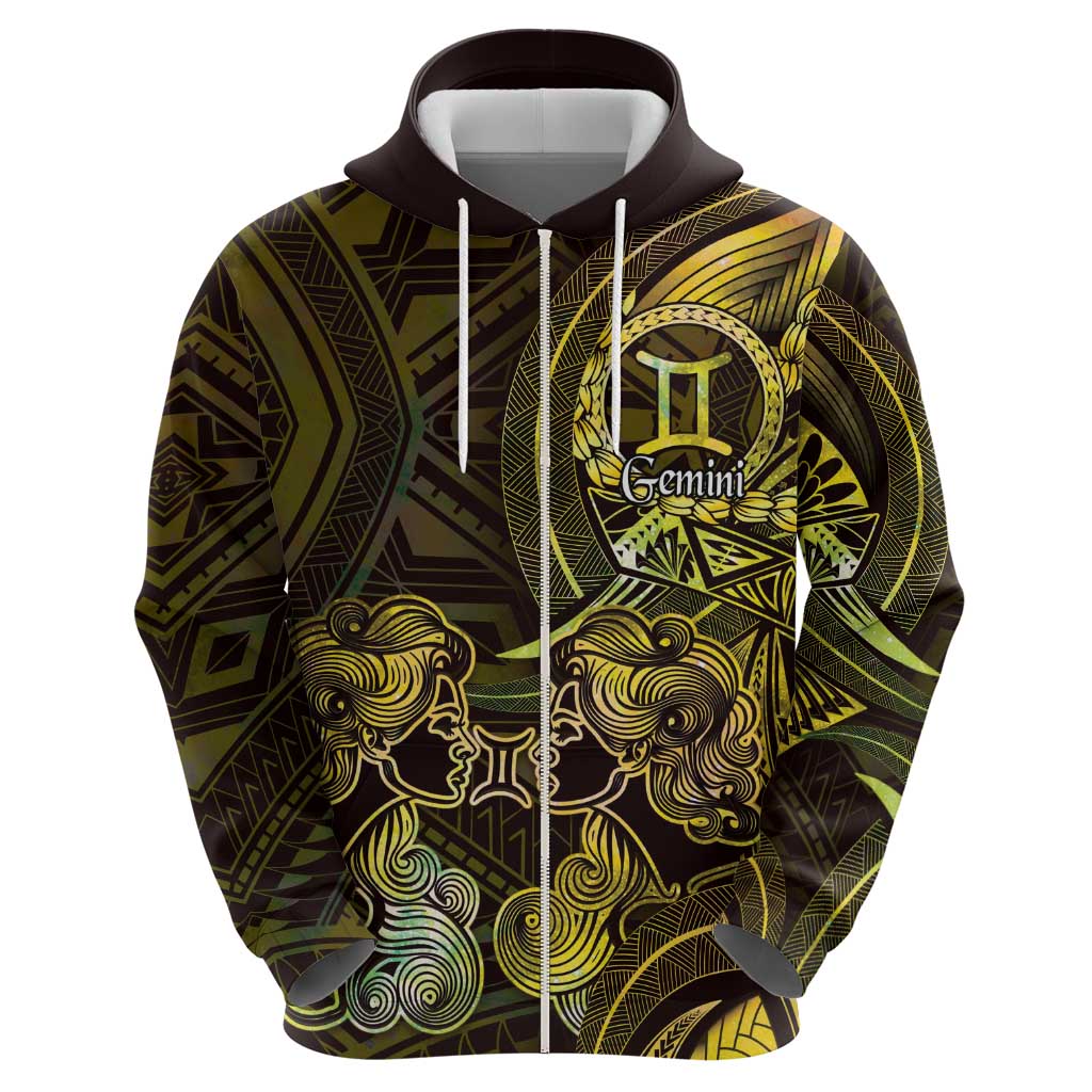 Personalised Polynesia Zodiac Gemini Hoodie Galaxy Polynesian Pattern Chest Tattoo Style