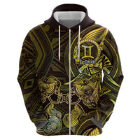 Personalised Polynesia Zodiac Gemini Hoodie Galaxy Polynesian Pattern Chest Tattoo Style