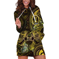 Personalised Polynesia Zodiac Gemini Hoodie Dress Galaxy Polynesian Pattern Chest Tattoo Style