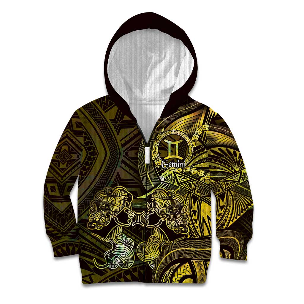 Personalised Polynesia Zodiac Gemini Kid Hoodie Galaxy Polynesian Pattern Chest Tattoo Style