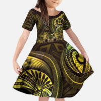 Personalised Polynesia Zodiac Gemini Kid Short Sleeve Dress Galaxy Polynesian Pattern Chest Tattoo Style
