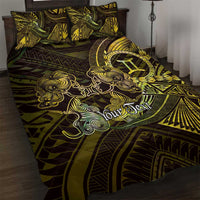 Personalised Polynesia Zodiac Gemini Quilt Bed Set Galaxy Polynesian Pattern Chest Tattoo Style