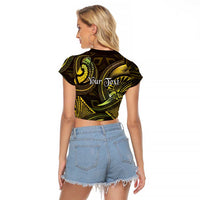 Personalised Polynesia Zodiac Gemini Raglan Cropped T Shirt Galaxy Polynesian Pattern Chest Tattoo Style