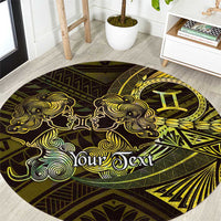 Personalised Polynesia Zodiac Gemini Round Carpet Galaxy Polynesian Pattern Chest Tattoo Style