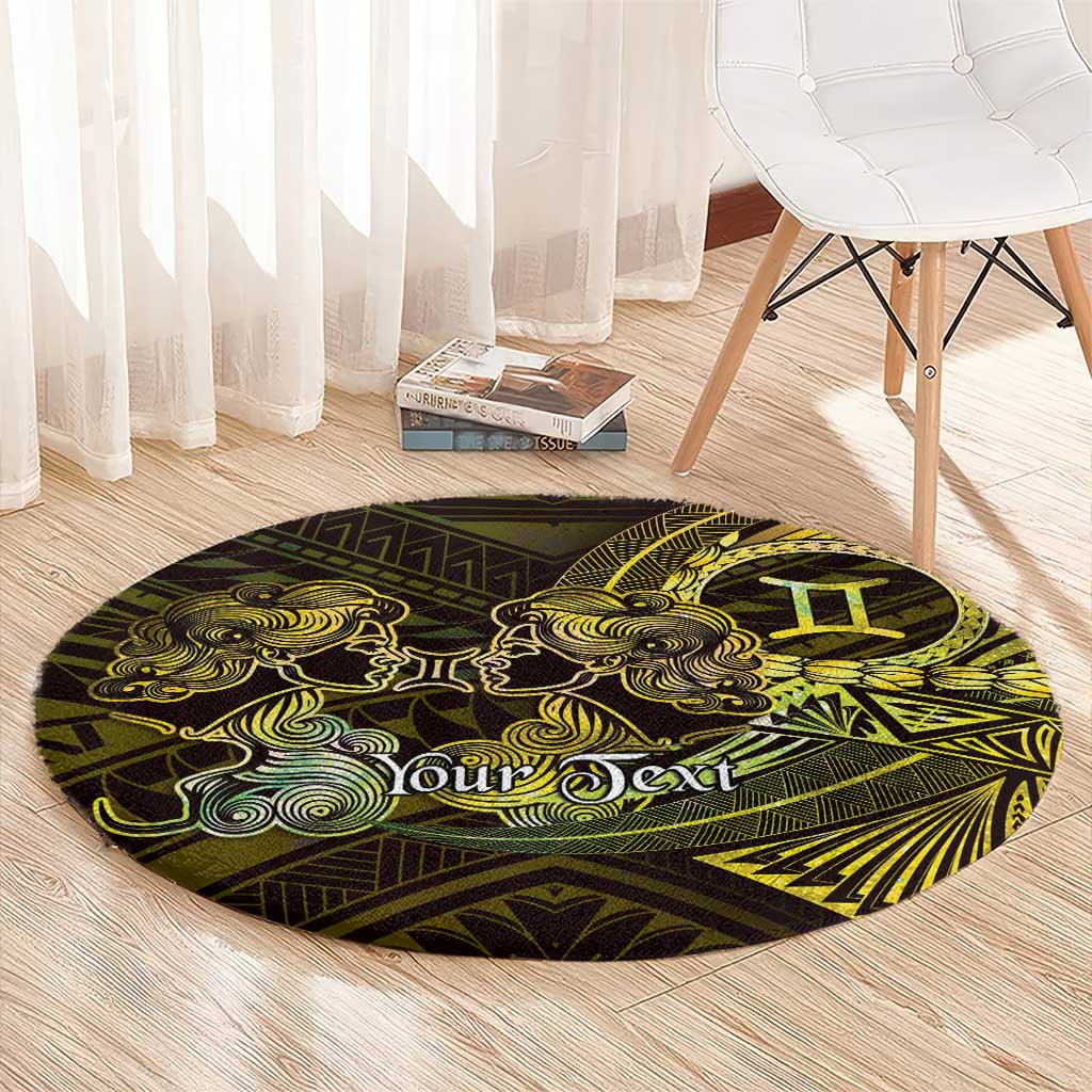 Personalised Polynesia Zodiac Gemini Round Carpet Galaxy Polynesian Pattern Chest Tattoo Style