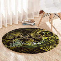Personalised Polynesia Zodiac Gemini Round Carpet Galaxy Polynesian Pattern Chest Tattoo Style