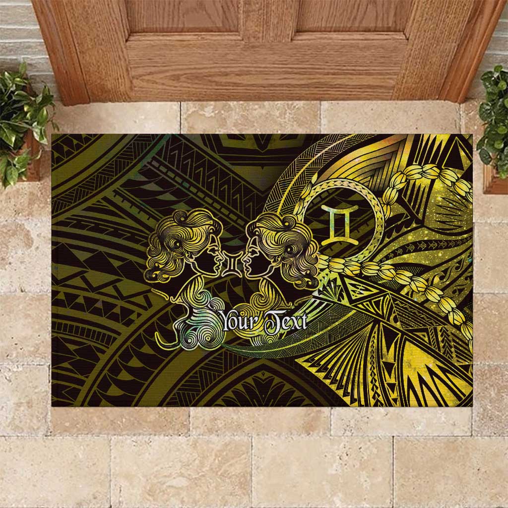 Personalised Polynesia Zodiac Gemini Rubber Doormat Galaxy Polynesian Pattern Chest Tattoo Style