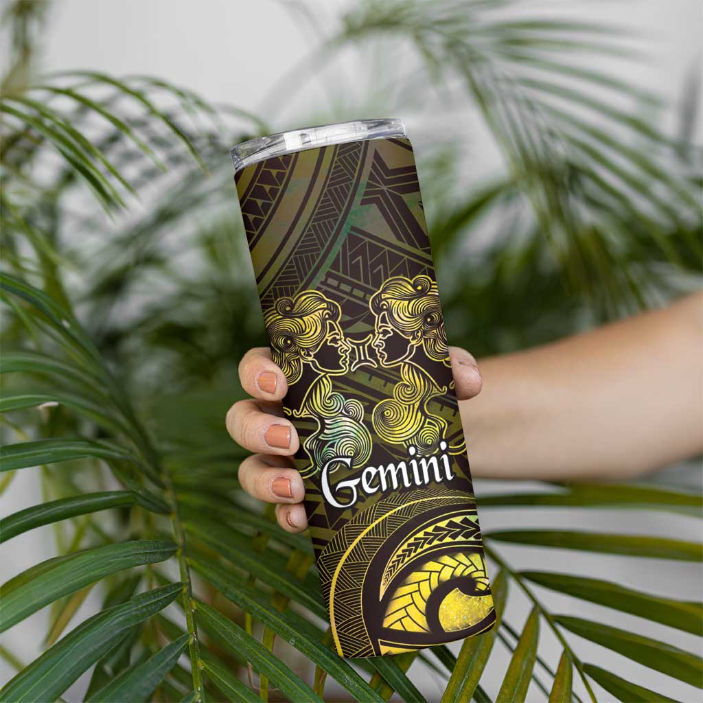 Personalised Polynesia Zodiac Gemini Skinny Tumbler Galaxy Polynesian Pattern Chest Tattoo Style
