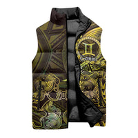 Personalised Polynesia Zodiac Gemini Sleeveless Puffer Jacket Galaxy Polynesian Pattern Chest Tattoo Style