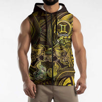 Personalised Polynesia Zodiac Gemini Sleeveless Zip Hoodie Galaxy Polynesian Pattern Chest Tattoo Style