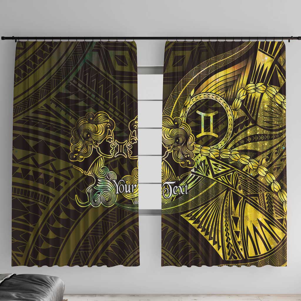 Personalised Polynesia Zodiac Gemini Window Curtain Galaxy Polynesian Pattern Chest Tattoo Style