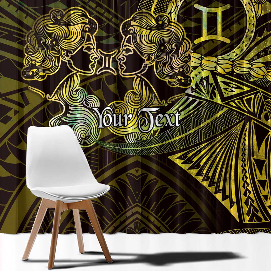 Personalised Polynesia Zodiac Gemini Window Curtain Galaxy Polynesian Pattern Chest Tattoo Style