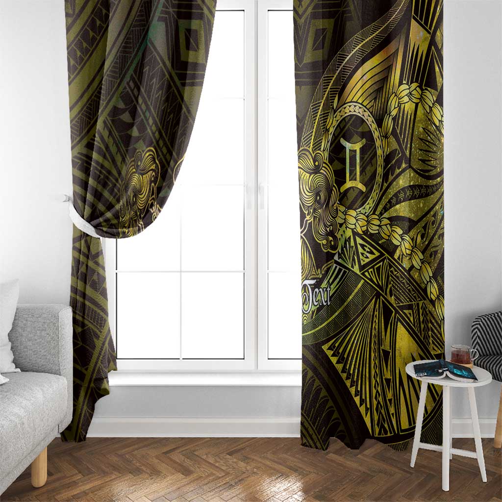 Personalised Polynesia Zodiac Gemini Window Curtain Galaxy Polynesian Pattern Chest Tattoo Style
