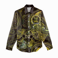 Personalised Polynesia Zodiac Gemini Women Casual Shirt Galaxy Polynesian Pattern Chest Tattoo Style