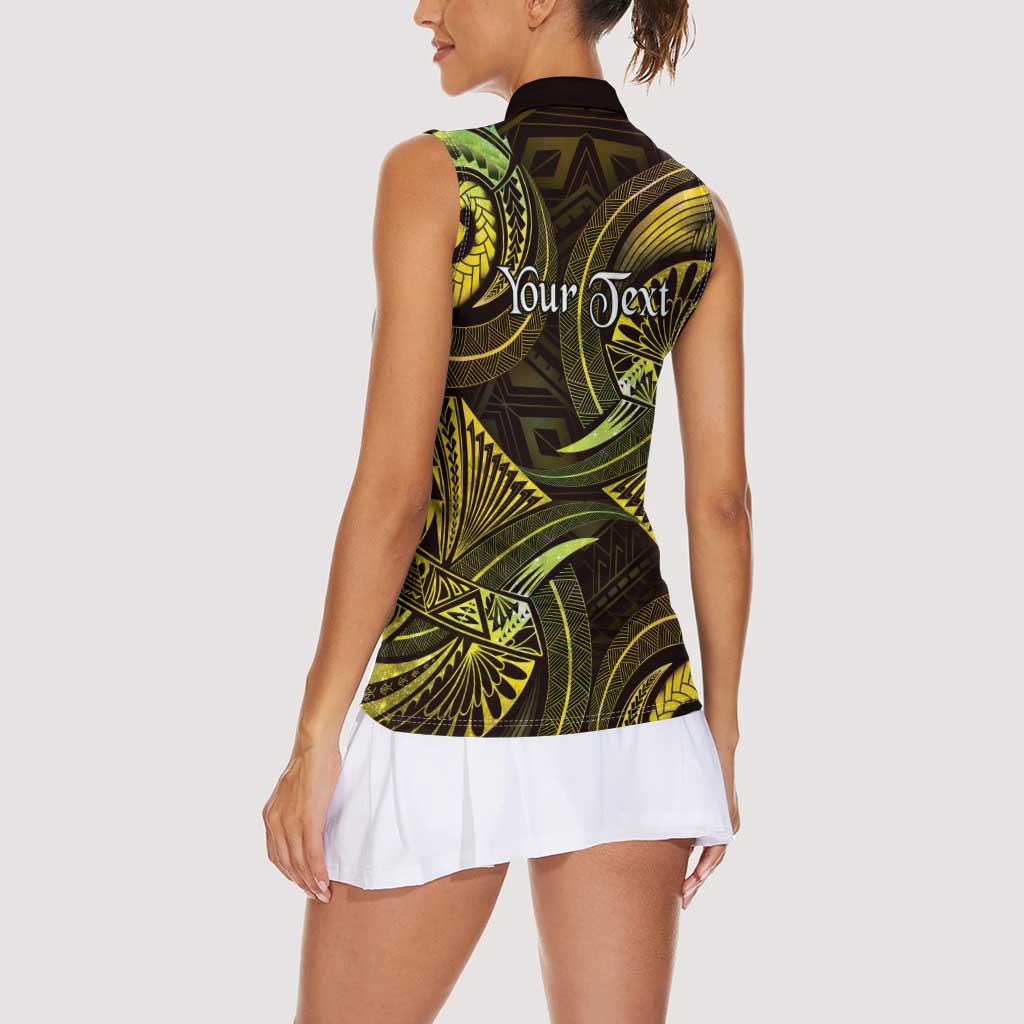 Personalised Polynesia Zodiac Gemini Women Sleeveless Polo Shirt Galaxy Polynesian Pattern Chest Tattoo Style