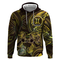 Personalised Polynesia Zodiac Gemini Zip Hoodie Galaxy Polynesian Pattern Chest Tattoo Style