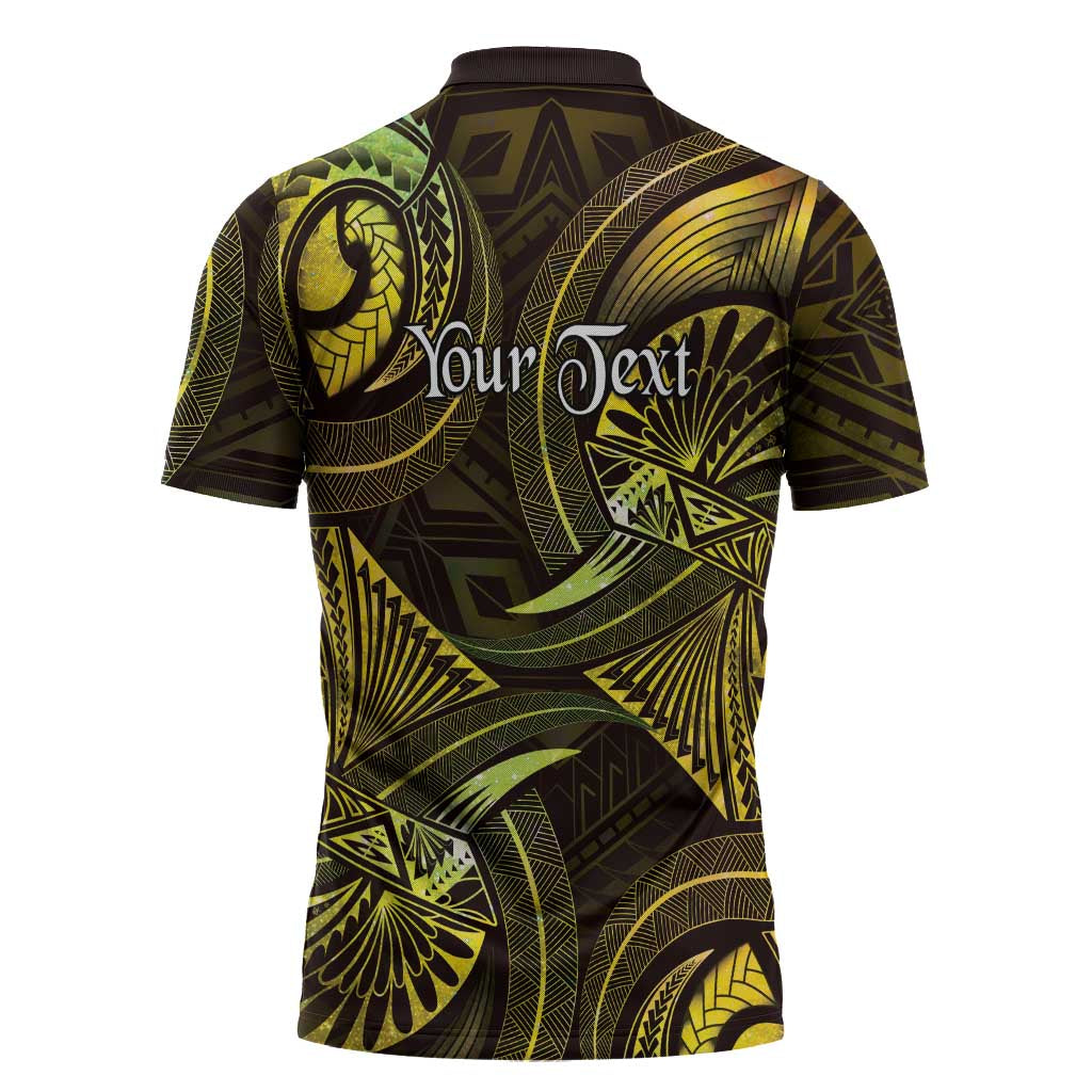 Personalised Polynesia Zodiac Gemini Zipper Polo Shirt Galaxy Polynesian Pattern Chest Tattoo Style