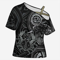 Personalised Polynesia Zodiac Cancer Cross Shoulder Shirt Galaxy Polynesian Pattern Chest Tattoo Style
