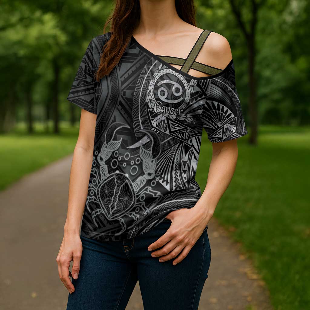 Personalised Polynesia Zodiac Cancer Cross Shoulder Shirt Galaxy Polynesian Pattern Chest Tattoo Style