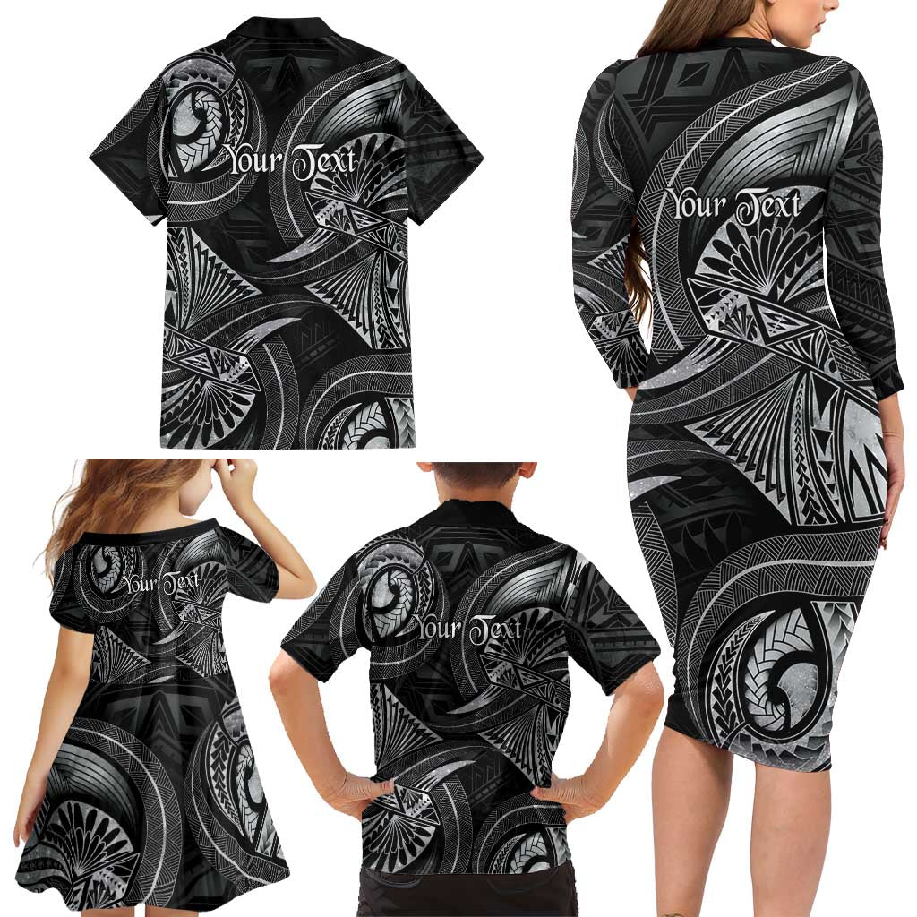Personalised Polynesia Zodiac Cancer Family Matching Long Sleeve Bodycon Dress and Hawaiian Shirt Galaxy Polynesian Pattern Chest Tattoo Style LT14 - Polynesian Pride