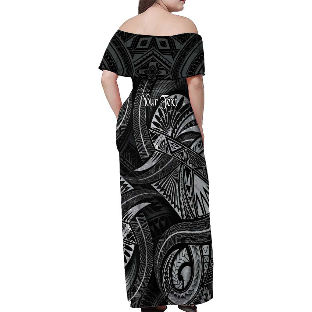 Personalised Polynesia Zodiac Cancer Family Matching Off Shoulder Maxi Dress and Hawaiian Shirt Galaxy Polynesian Pattern Chest Tattoo Style