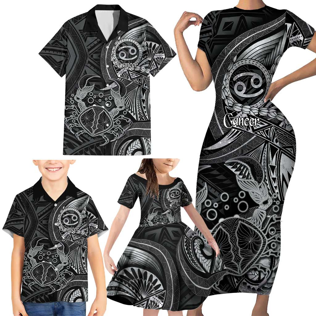 Personalised Polynesia Zodiac Cancer Family Matching Short Sleeve Bodycon Dress and Hawaiian Shirt Galaxy Polynesian Pattern Chest Tattoo Style LT14 - Polynesian Pride