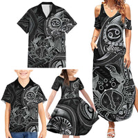 Personalised Polynesia Zodiac Cancer Family Matching Summer Maxi Dress and Hawaiian Shirt Galaxy Polynesian Pattern Chest Tattoo Style